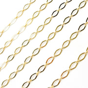 14k Solid Yellow Gold Smooth Flat Oval Link Chain